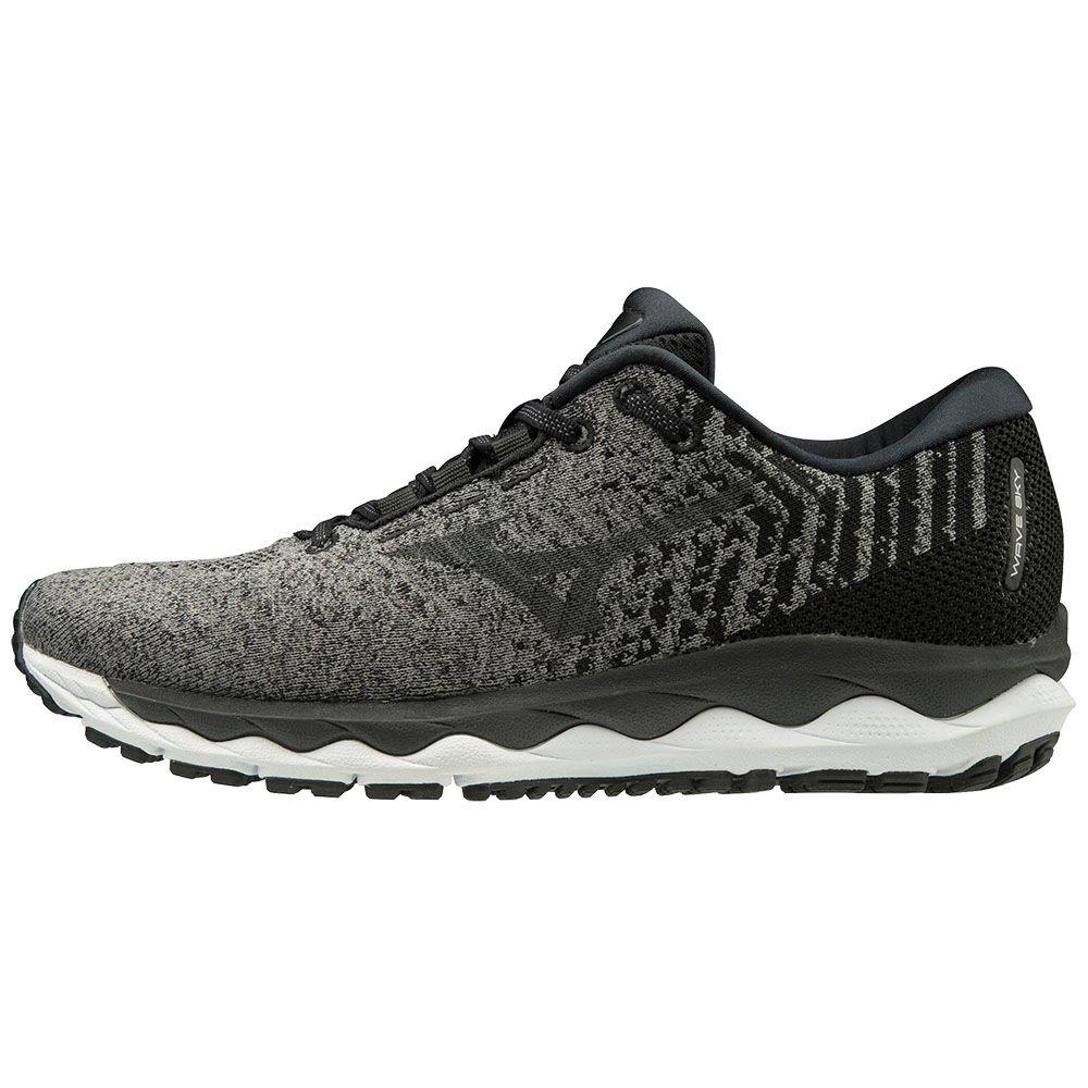 Men's Mizuno Running Shoes Black/Grey WAVE SKY WAVEKNIT 3 Shoes - J1GC192534